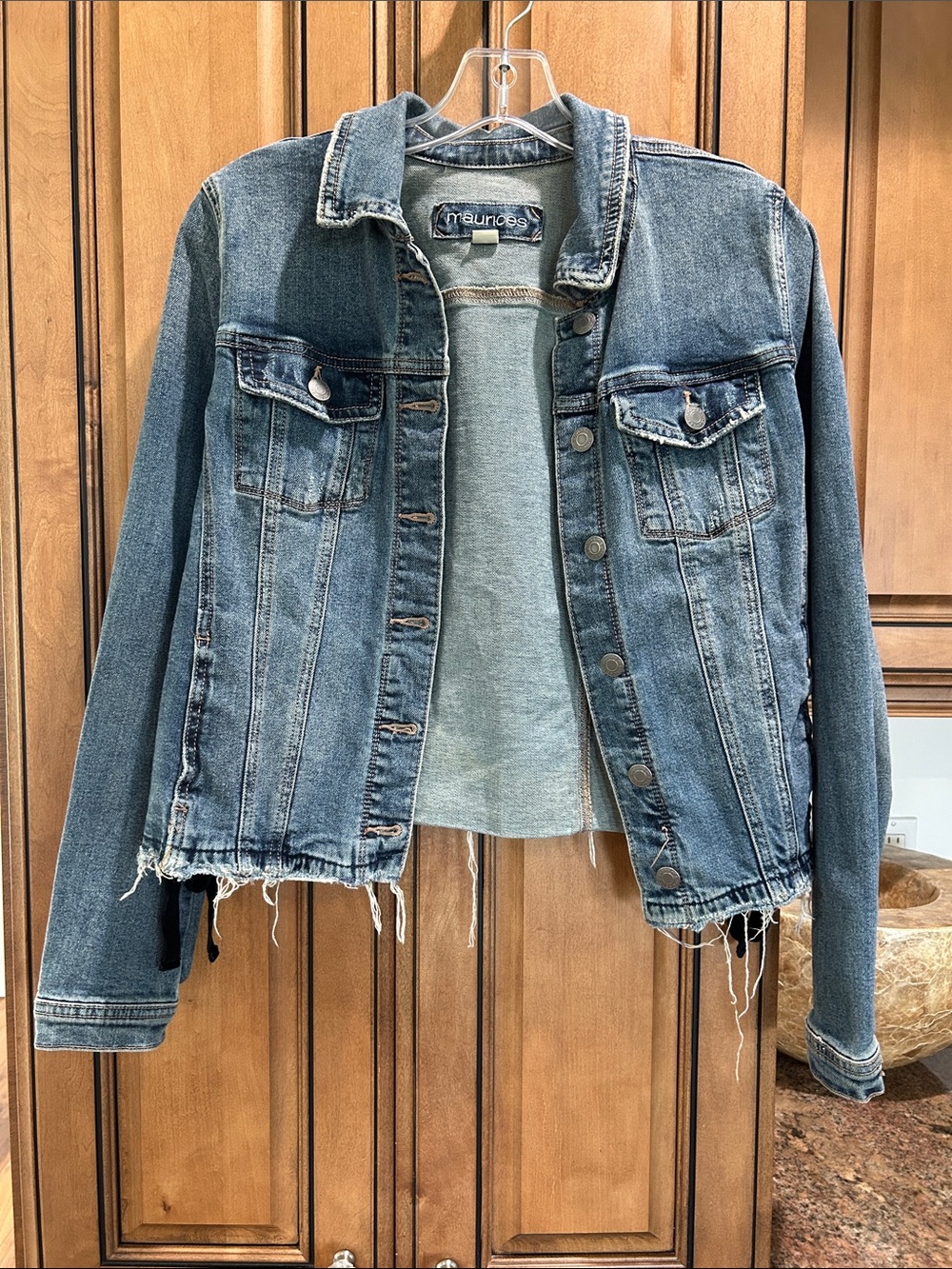 Maurices Distressed Medium Blue Denim Jacket. Perfect Jean jacket